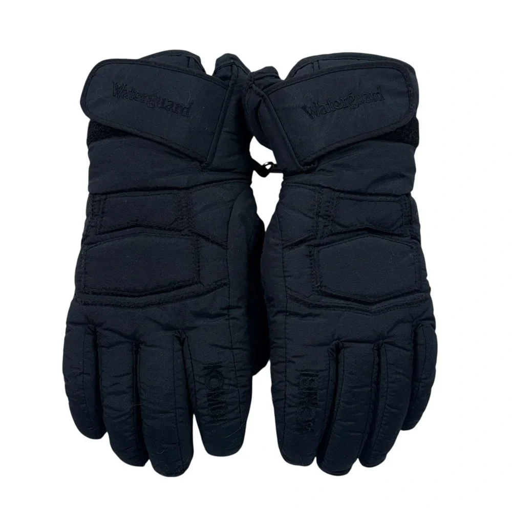 Kombi Women's Black Leather Fleece Lined Pull On Gloves Winter Snow Skiing Small